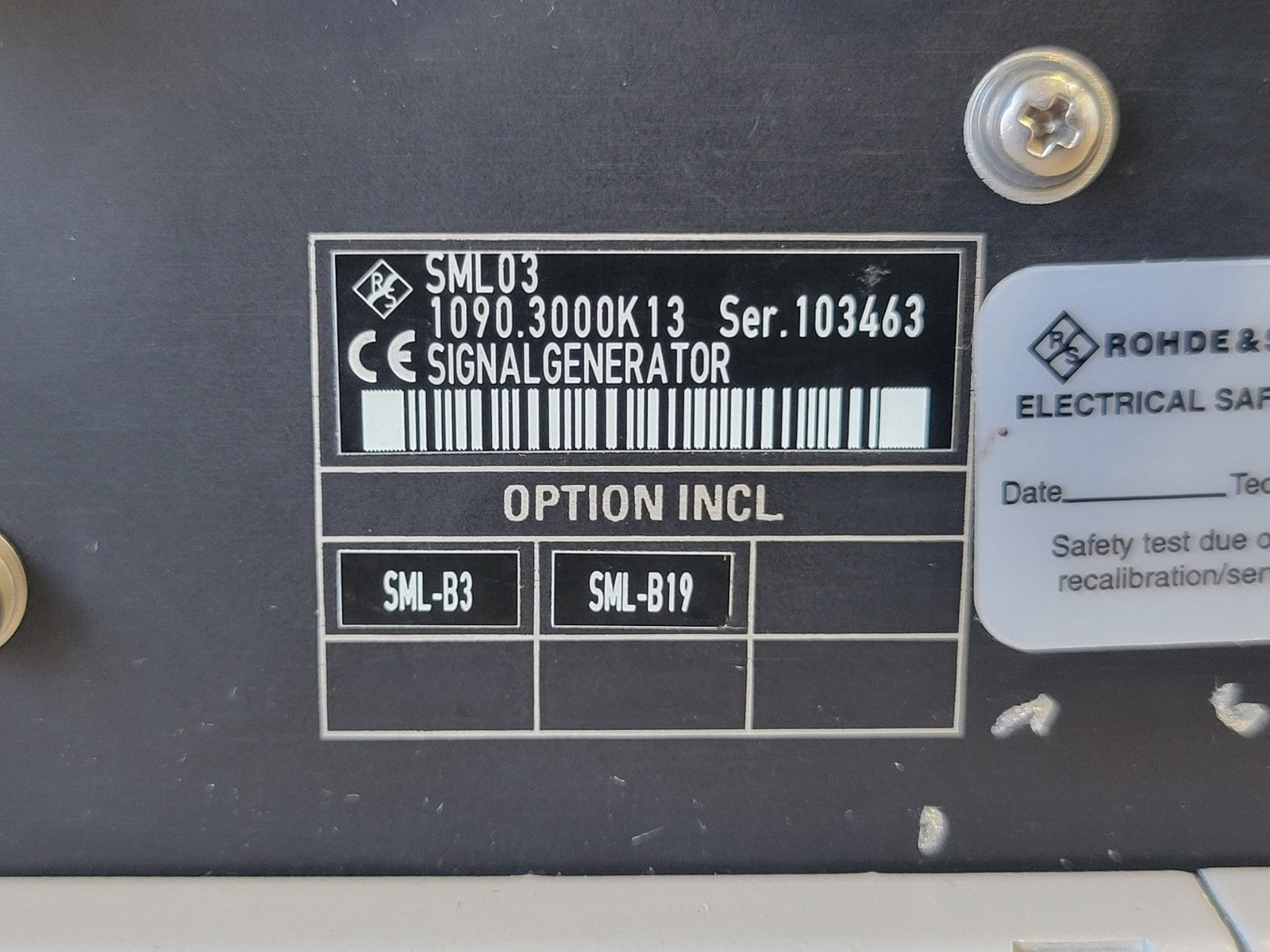 Rohde & Schwarz SML03 Signal Generator 9kHz - 3.3GHz w/ Options SML-B3 & SML-B19