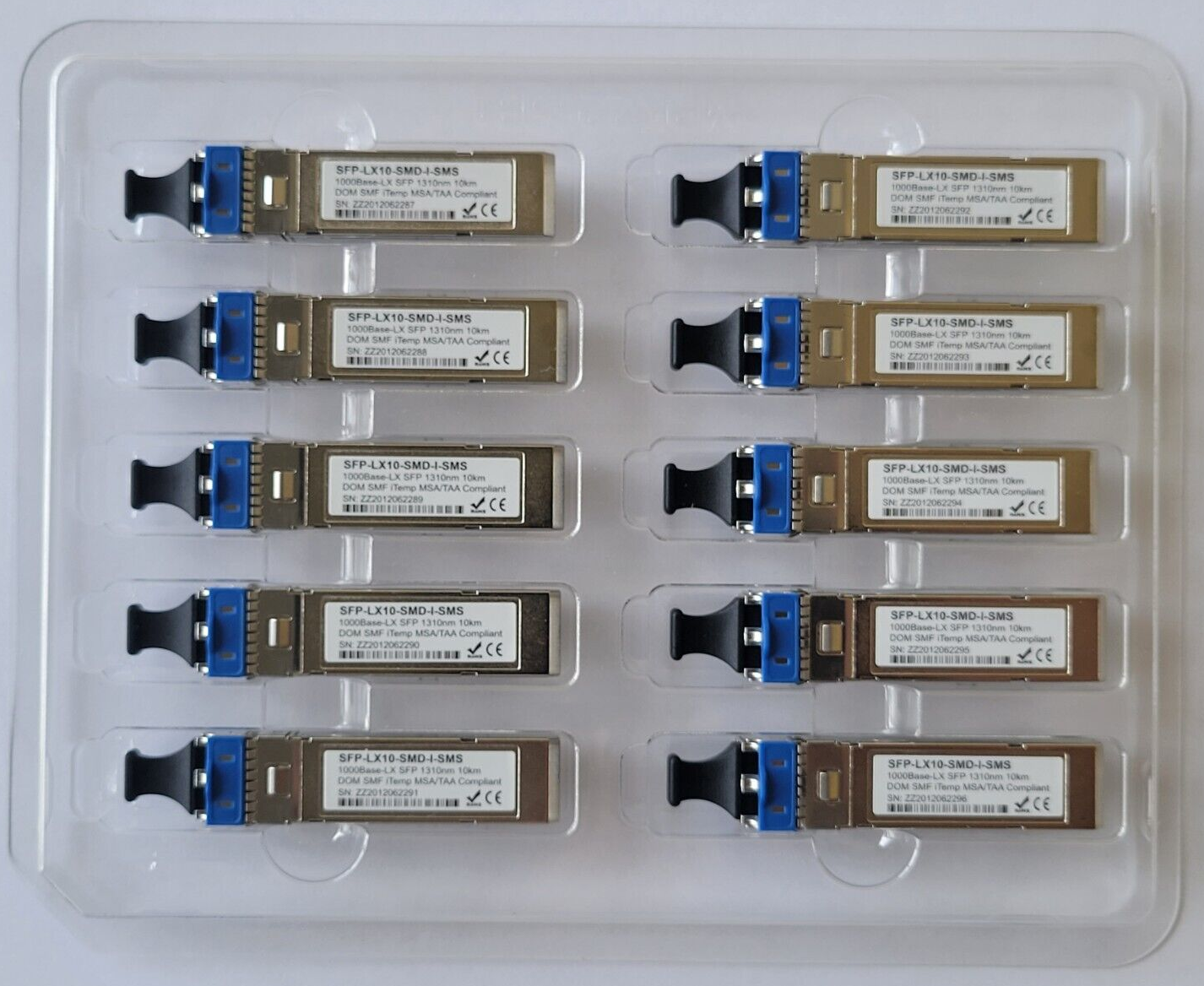(10) Transceiver 1000BASE-LX SFP 1310nm 10km DOM SMF