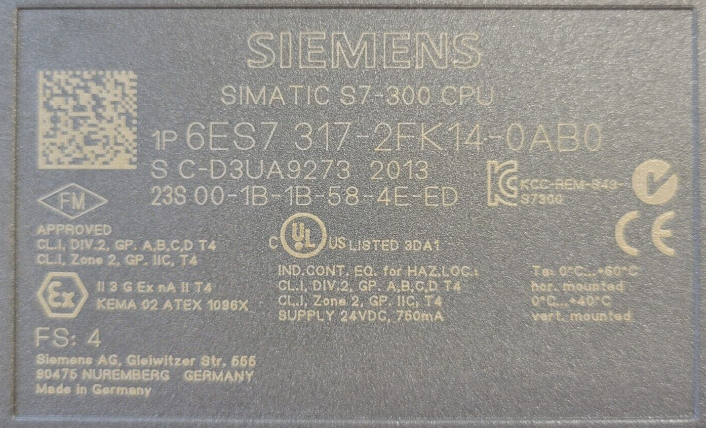 Siemens Simatic S7-300 CPU CPU317F-2 PN/DP 6ES7317-2FK14-0AB0