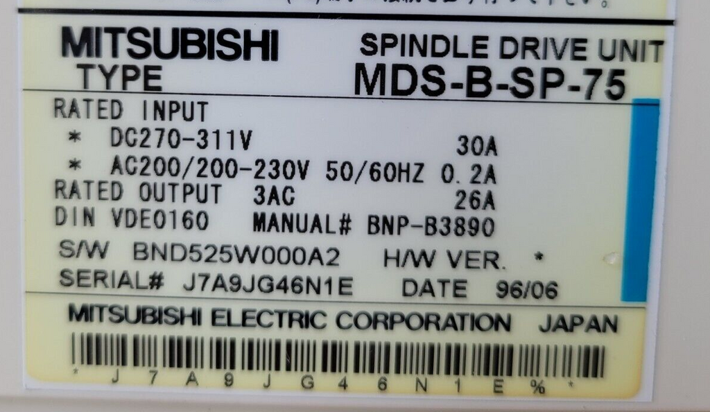 Mitsubishi MDS-B-SP-75 Spindle Drive
