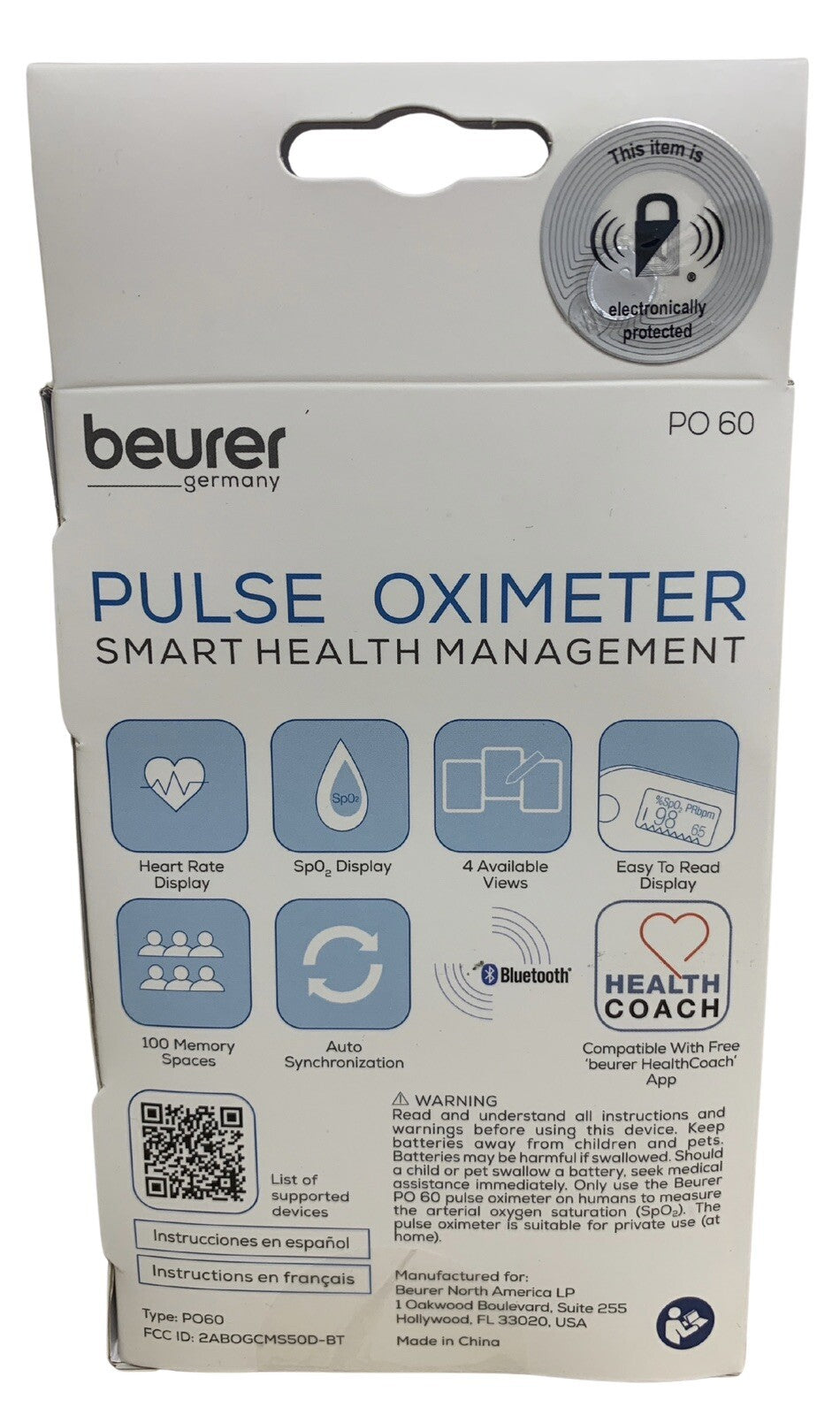 Beurer PO60 Pulse Oximeter with Bluetooth