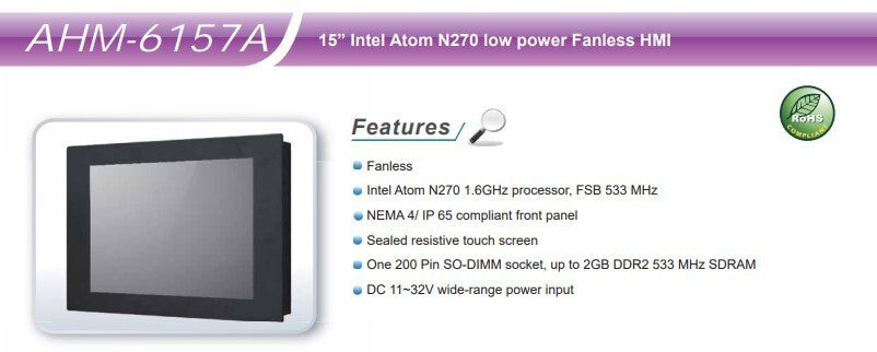 Aplex 15" Intel Atom N270 Human Machine Interface HMI AHM-6157A-22