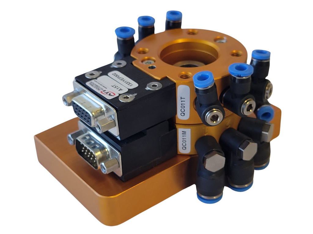 Mechanical component with connectors on a white background