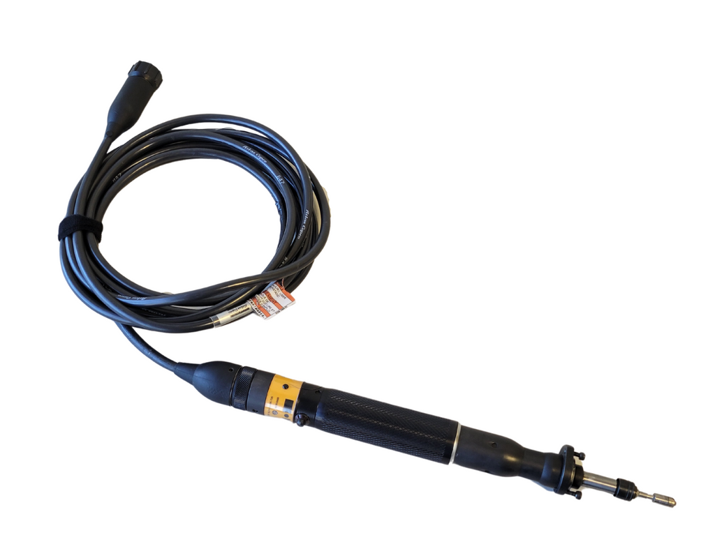 Screwdriver with cable on a white background