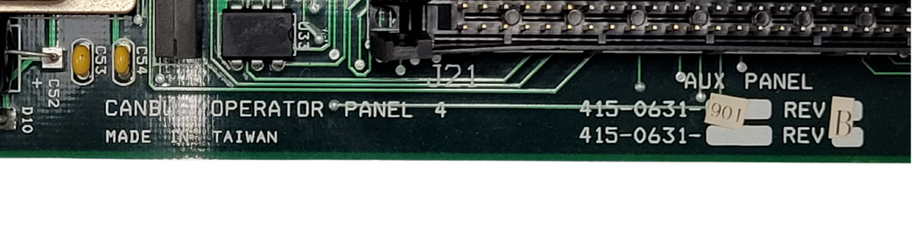 Close-up of a computer motherboard with text and component labels.