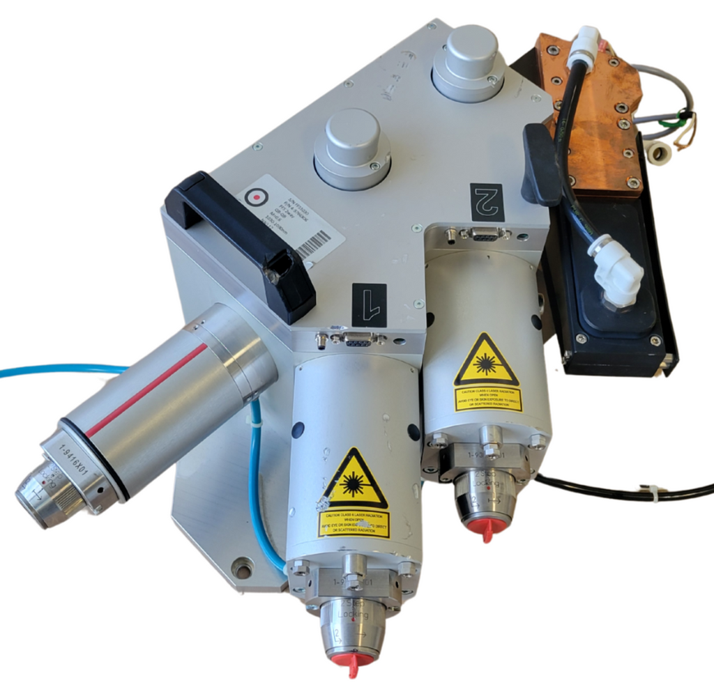 Industrial machine with multiple components on a white background