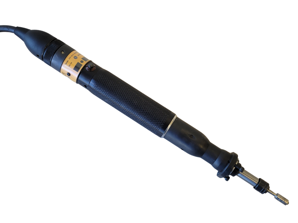 Black and blue tool with a white background