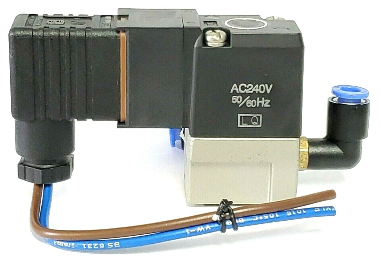 Electrical valve with wiring on a white background