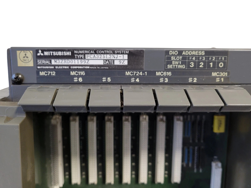 Mitsubishi numerical control system with various slots on a white background