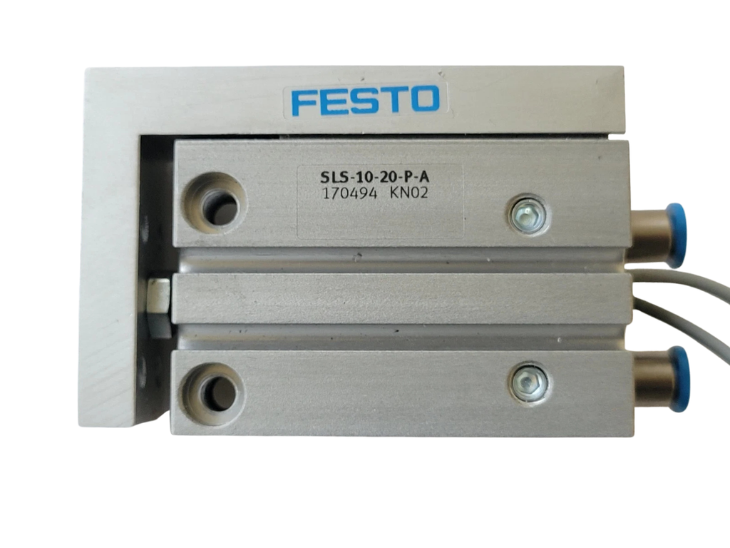 Metallic device with 'Festo' branding on a white background