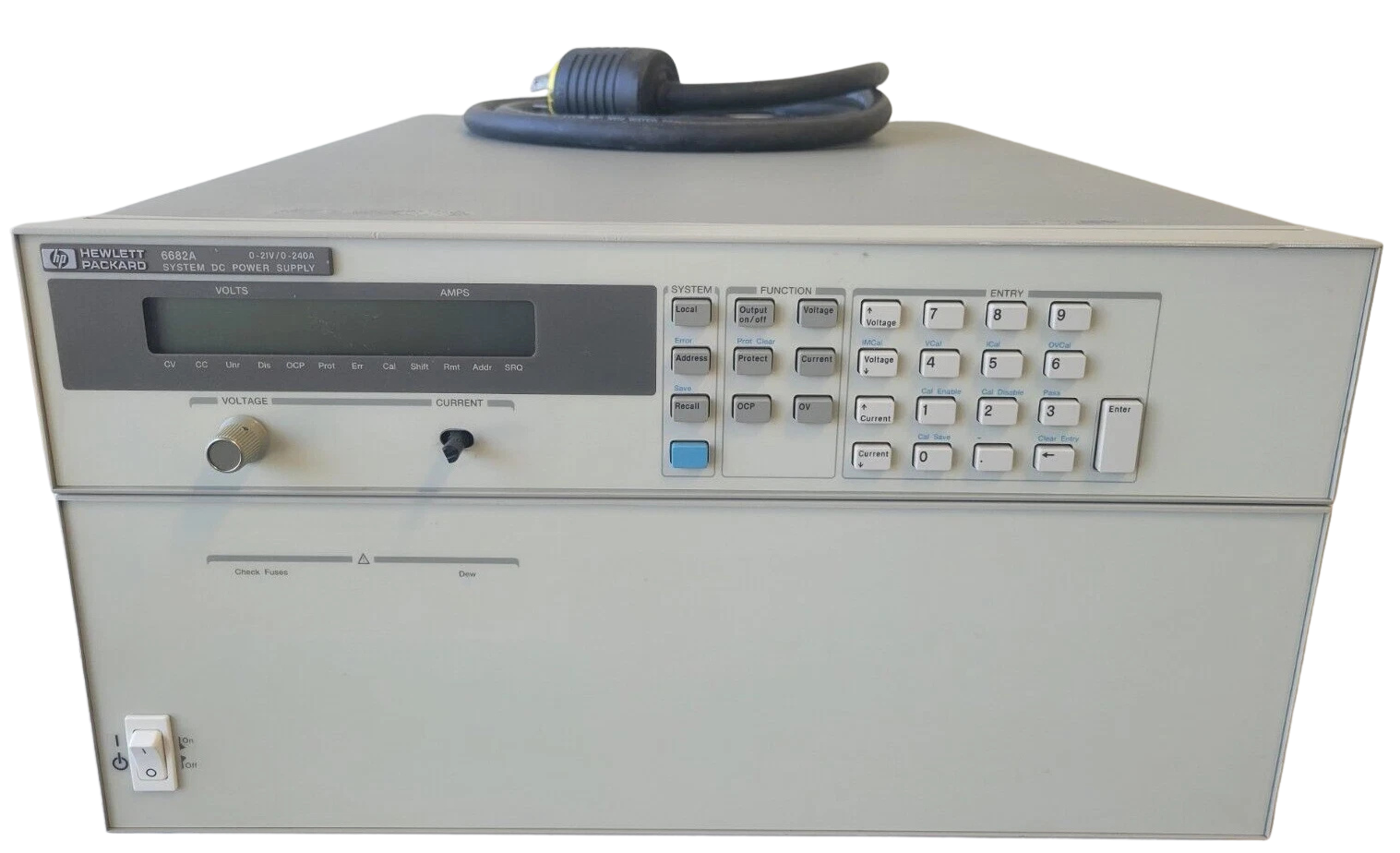 Electronic measurement device with keypad and display on a white background