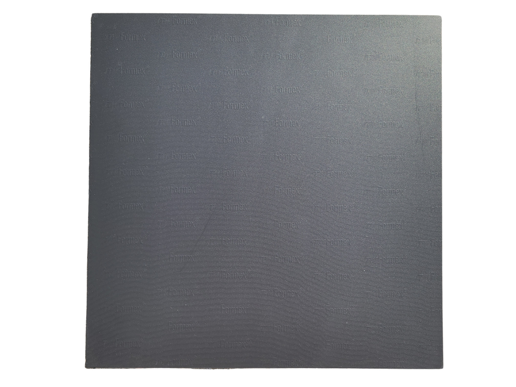 Dark gray textured square mat on a white background