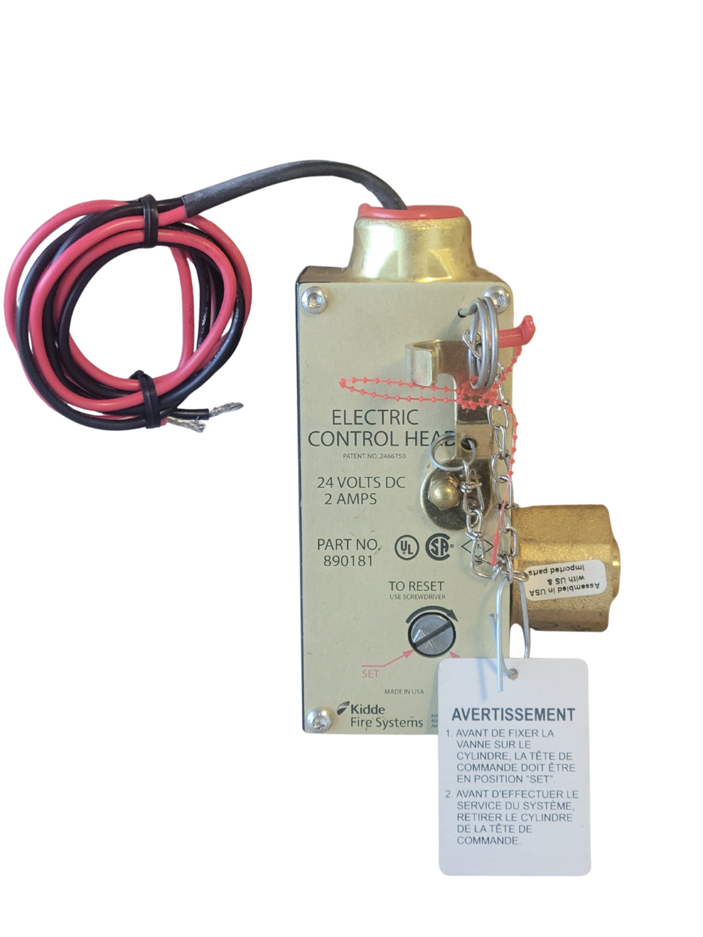 Electric control head with wiring on a white background