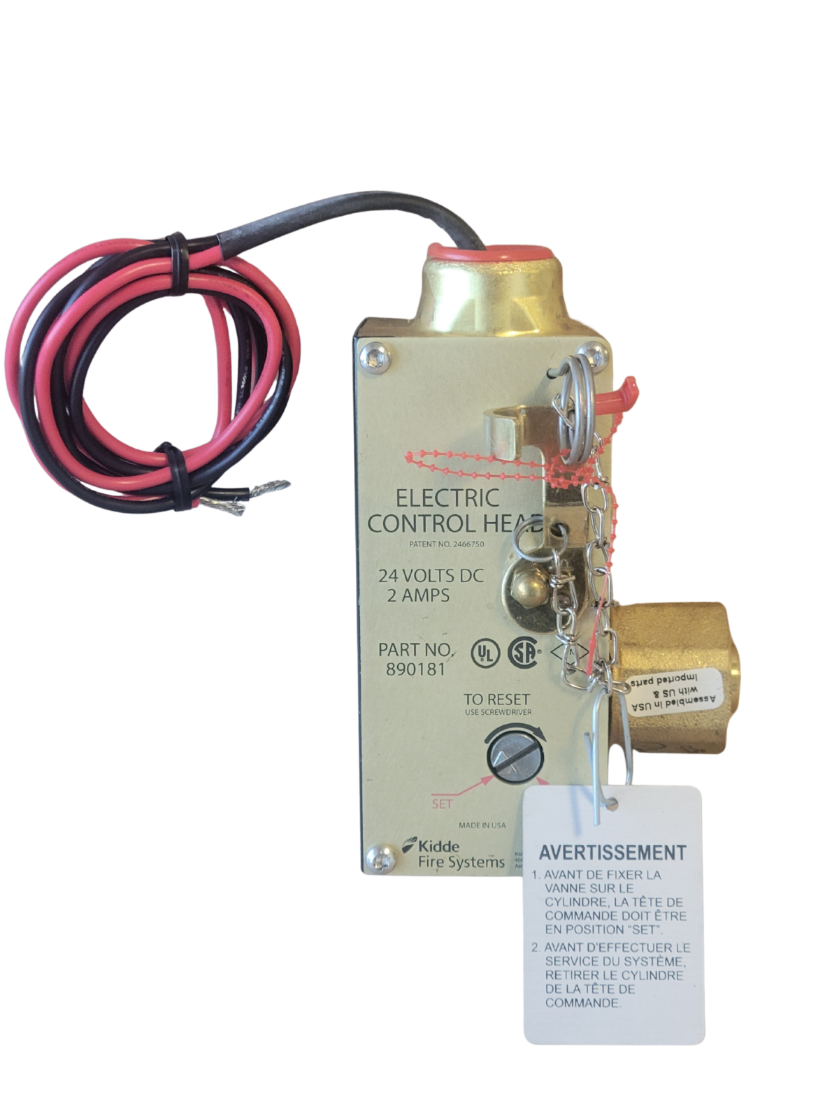 Electric control head with wiring on a white background