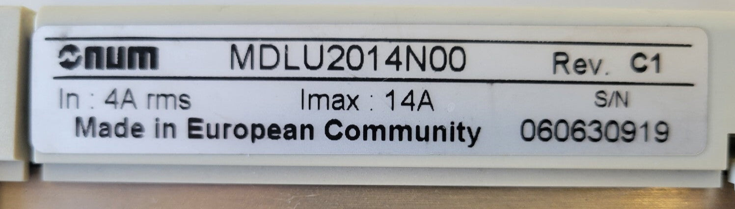 Label with technical specifications on a white background