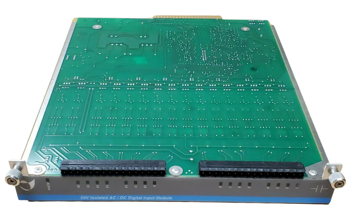 Green electronic circuit board with connectors on a white background