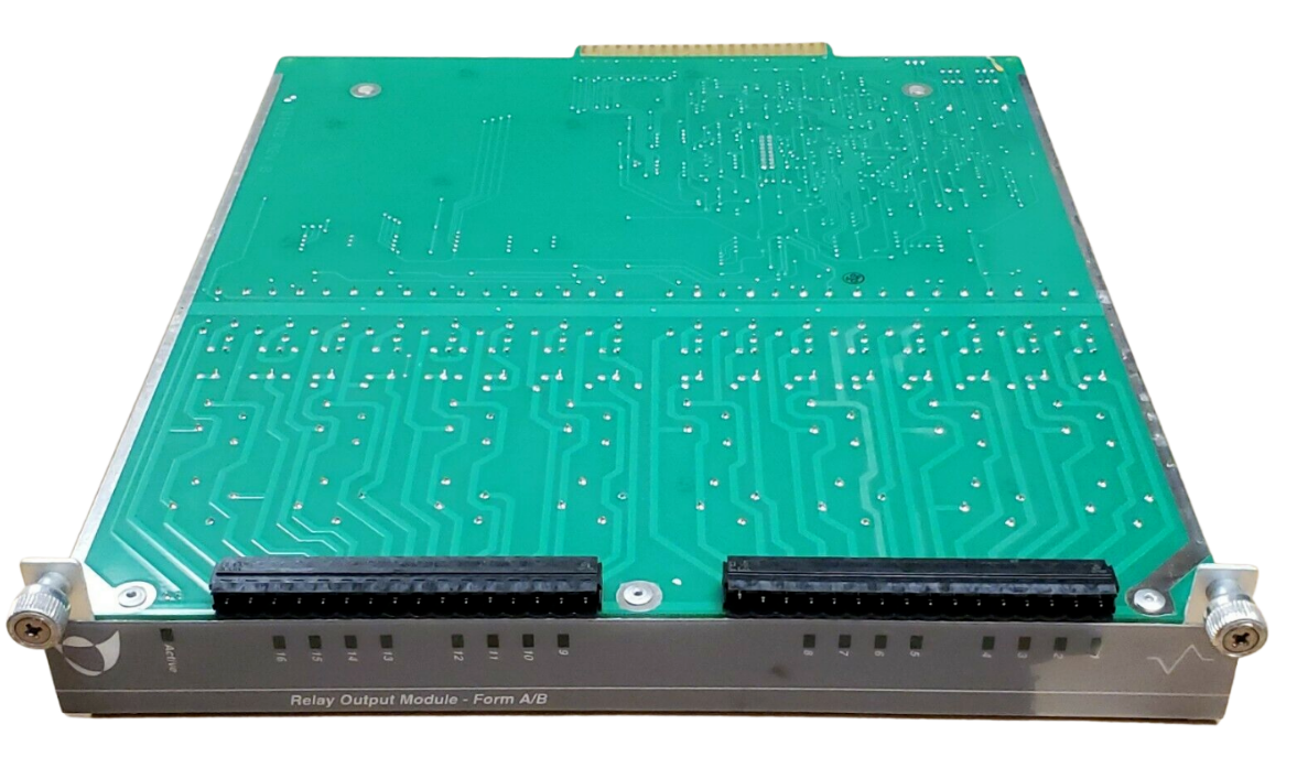 Green printed circuit board with connectors on a white background