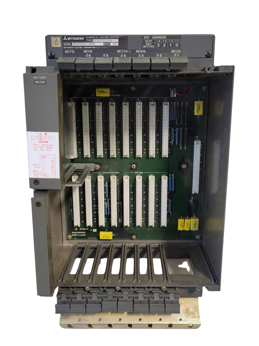 Electrical control panel with various components on a white background
