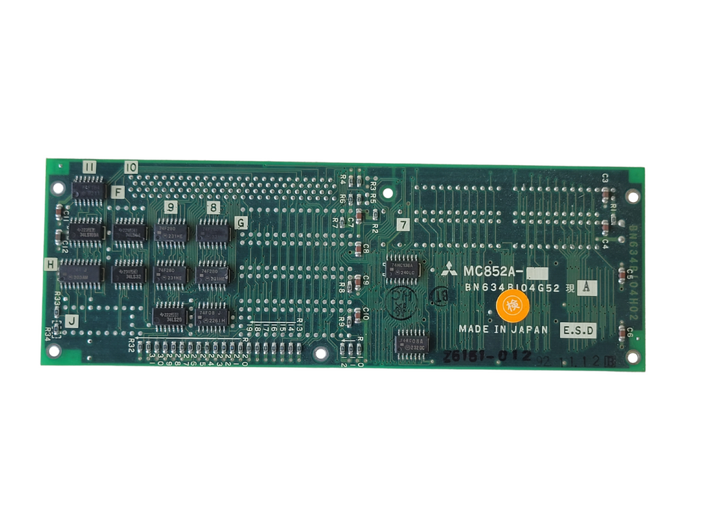 Electronic circuit board with Mitsubishi logo on a white background