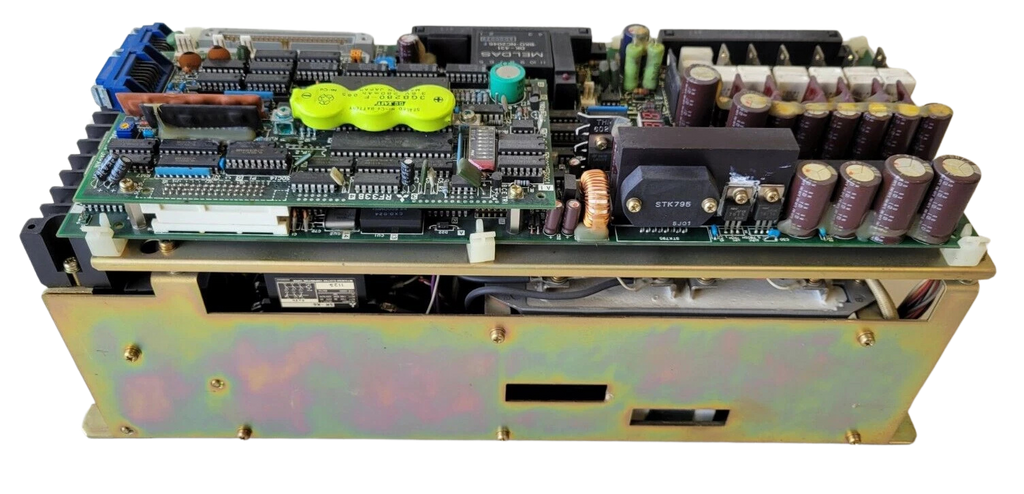 Electronic control panel with various components on a white background