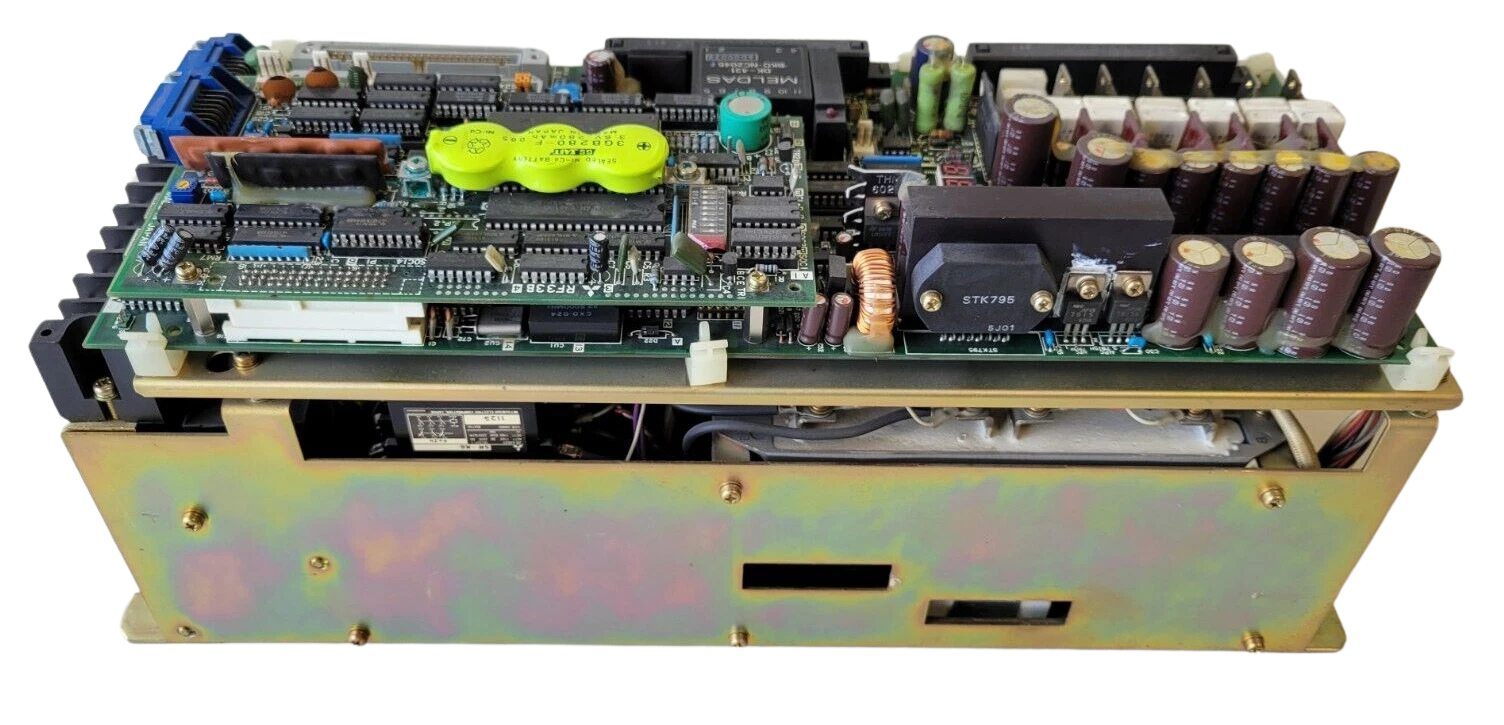 Electronic control panel with various components on a white background