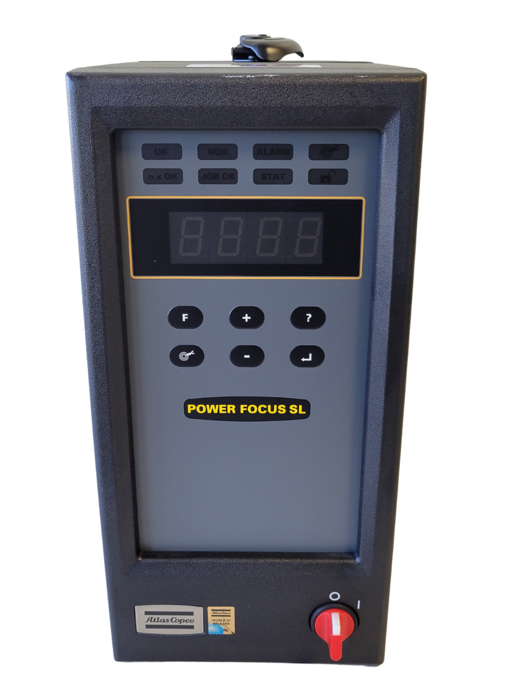 Electronic device labeled 'Power Focus SL' with digital display and control buttons on a white background.