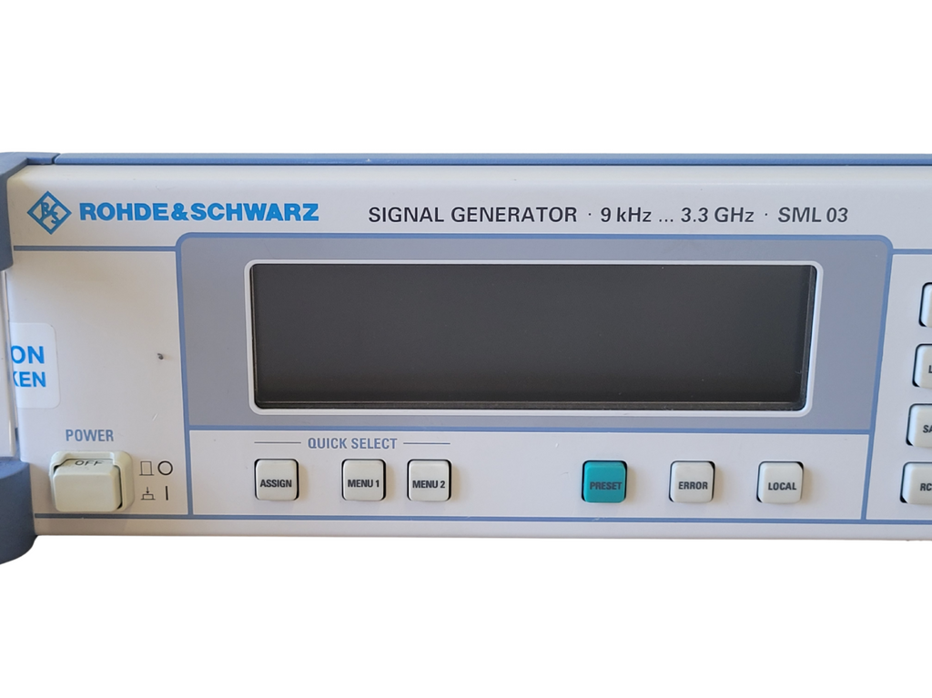 Rohde & Schwarz signal generator on a white background