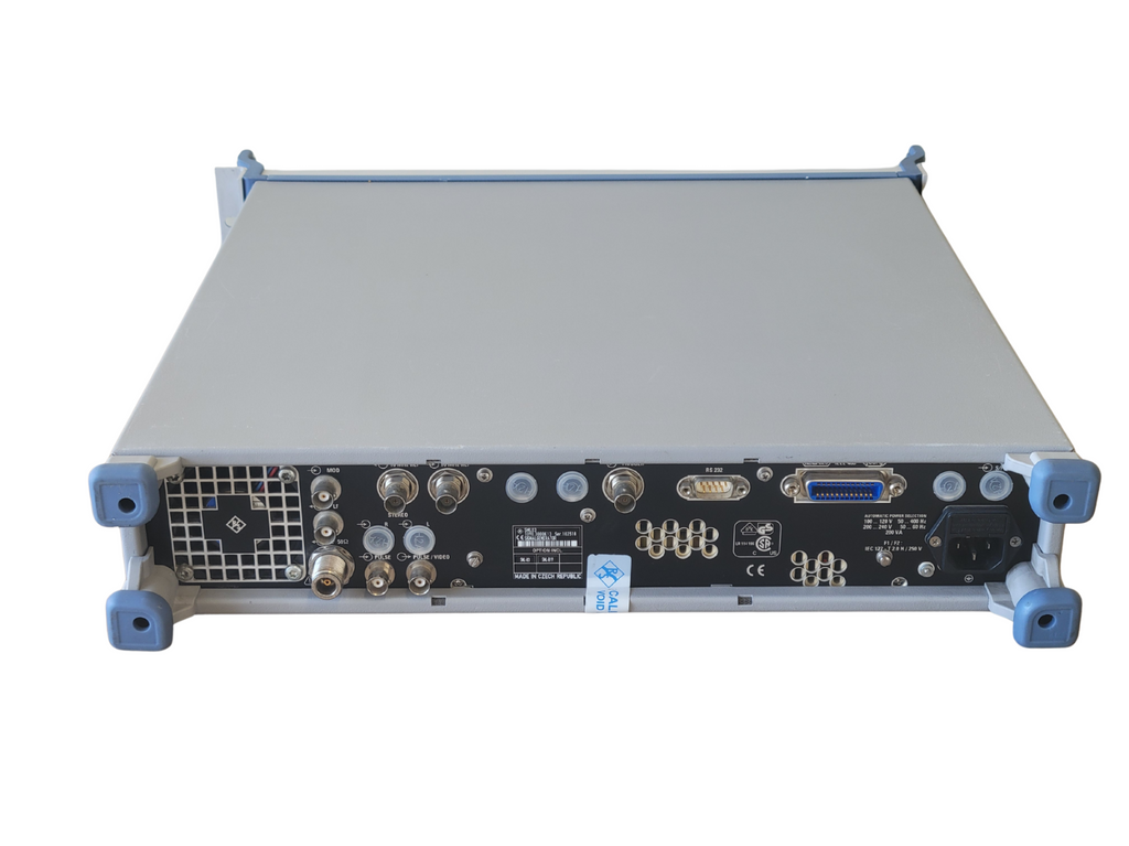 Electronic device with various ports and connectors on a white background