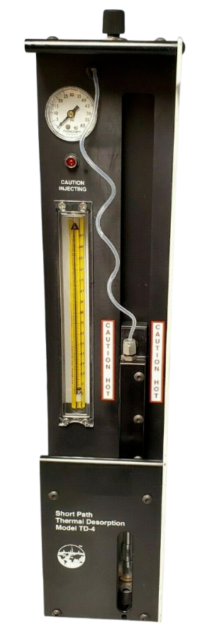 Thermometer with gauge and labeled components on a black background