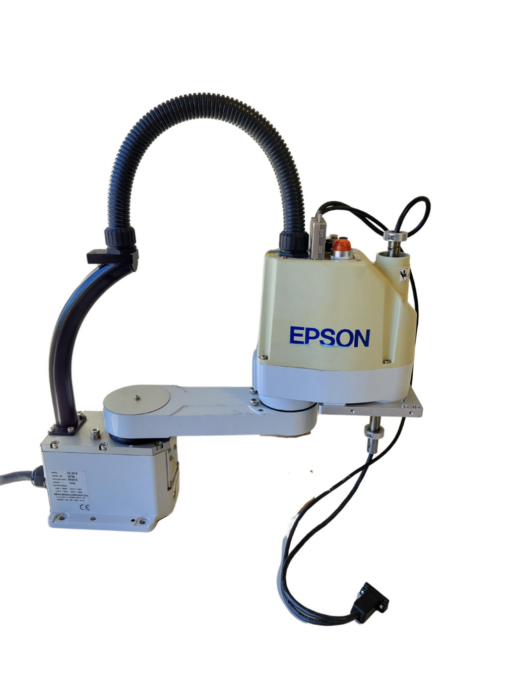 Epson machine with a flexible arm on a white background