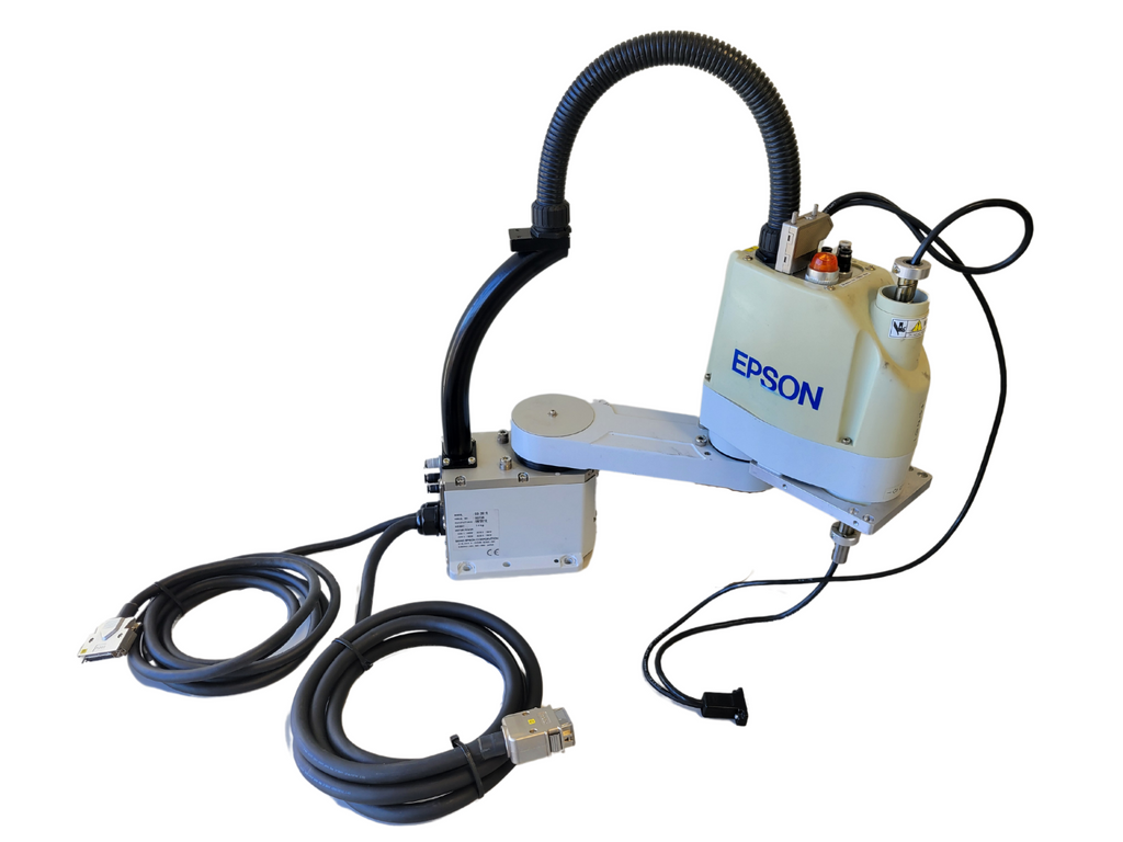 Epson machine with cables on a white background