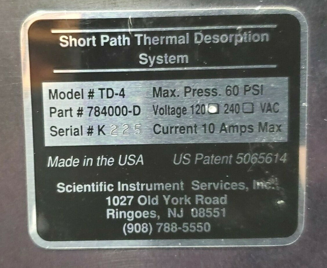 Technical label on a device with specifications and branding details.