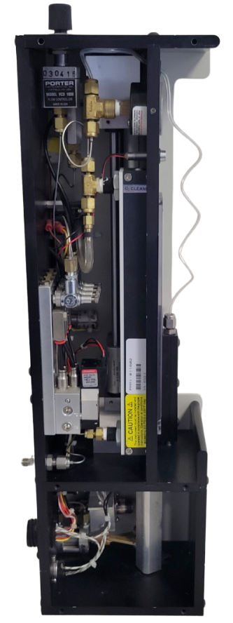 Mechanical component with various parts and wiring on a white background