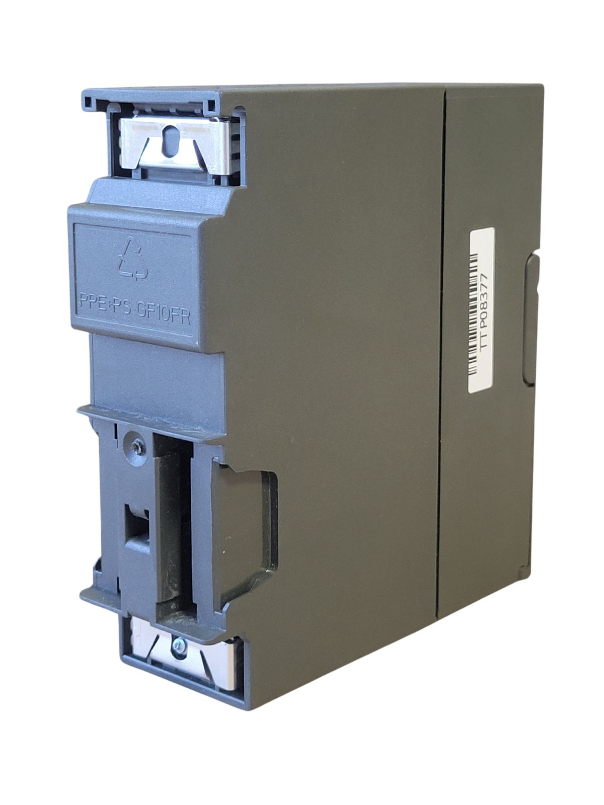 Electrical enclosure with branding on a white background