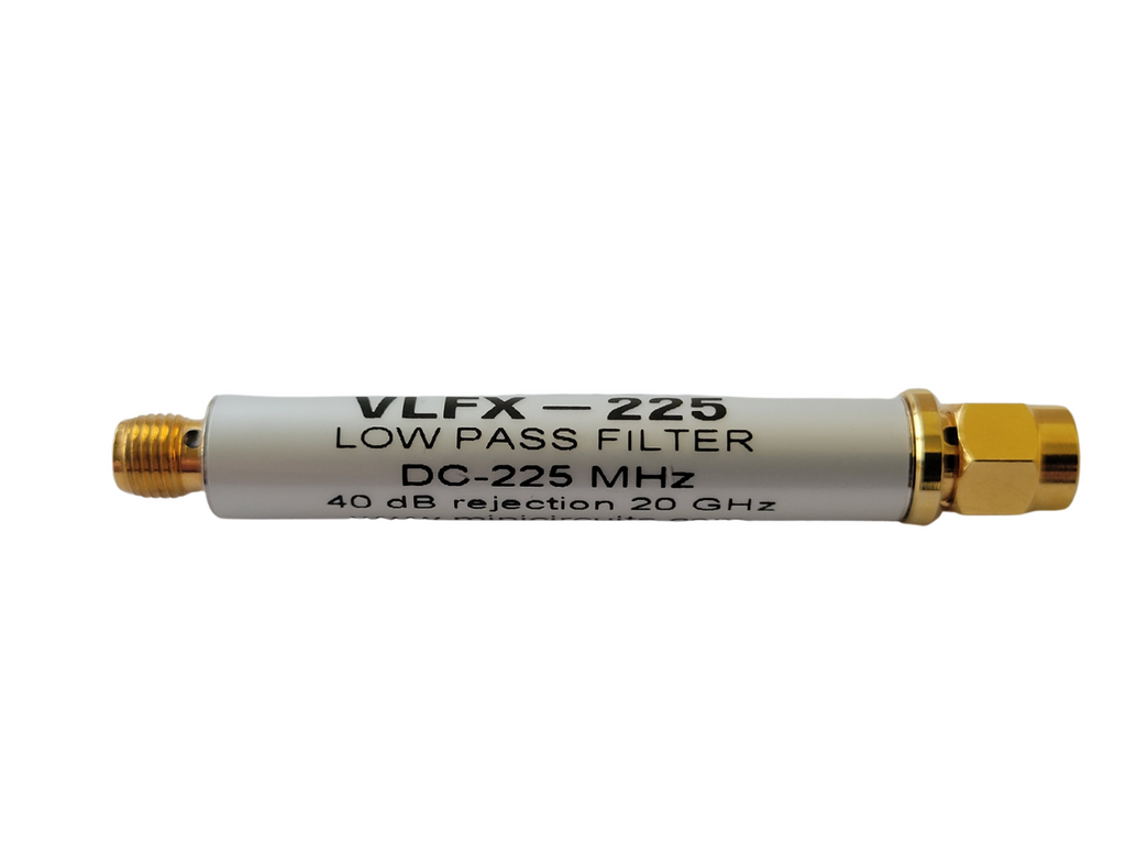 Low pass filter with VLFX-225 label on a white background