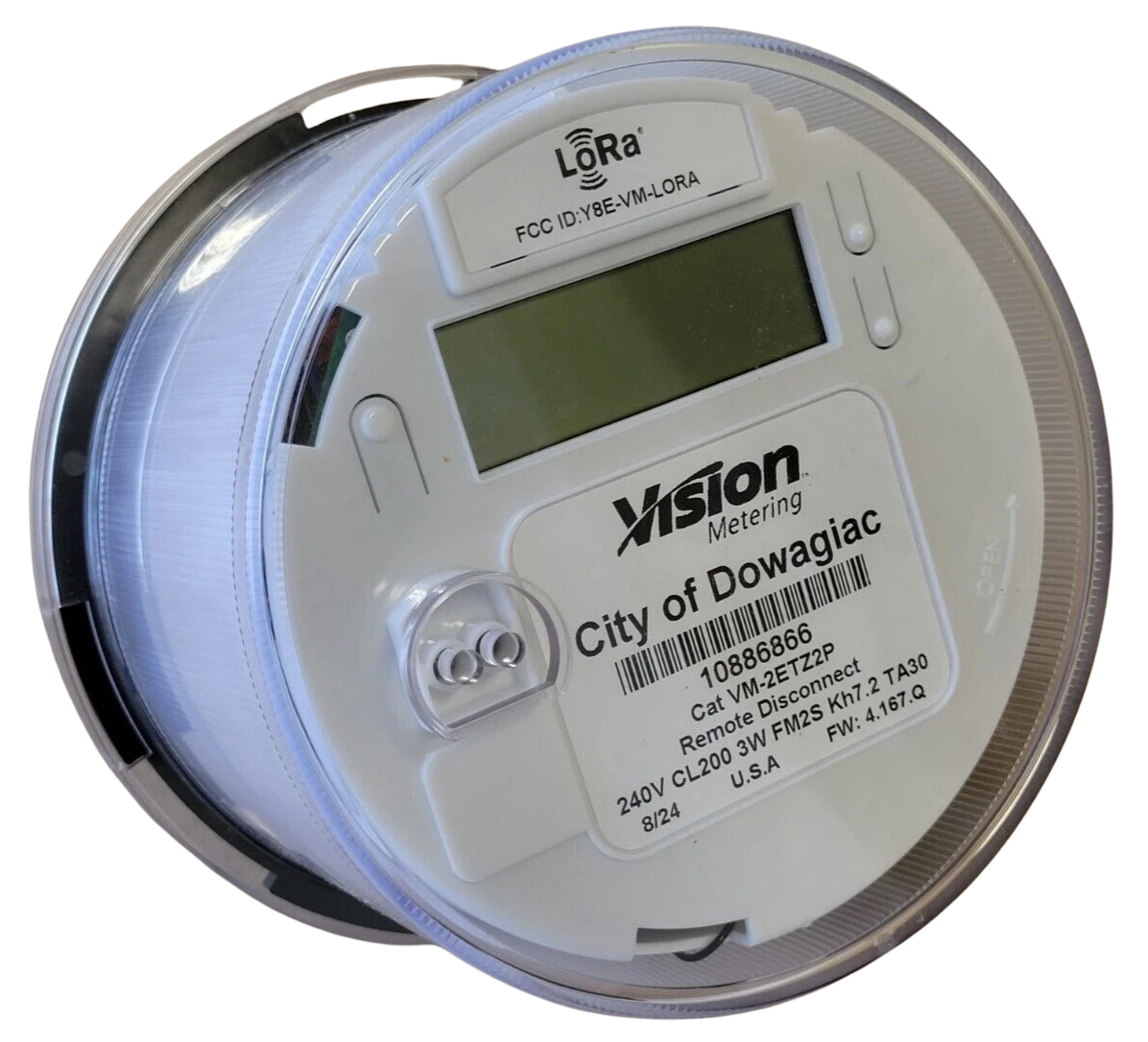 Vision Meter with digital display and 'City of Dowagiac' label on a white background